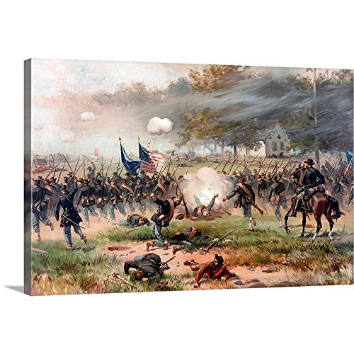 Civil War Painting of Union and Confederate Troops Fighting at The Battle of Antietam Canvas Wa.