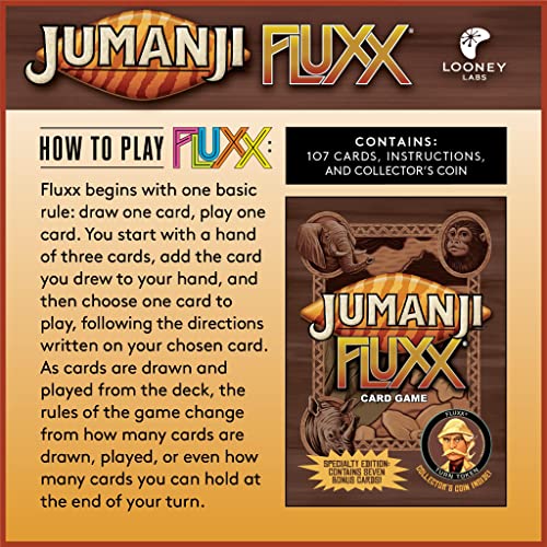 LOONEY LABS Jumanji Fluxx Card Game Best Jumanji Game Fun Family
