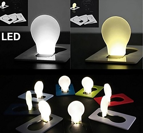 6 Pack ESTGO Portable Pocket LED Card Light Fold-up Blub Shape Can Put in Wallet Night Lamp Colorful