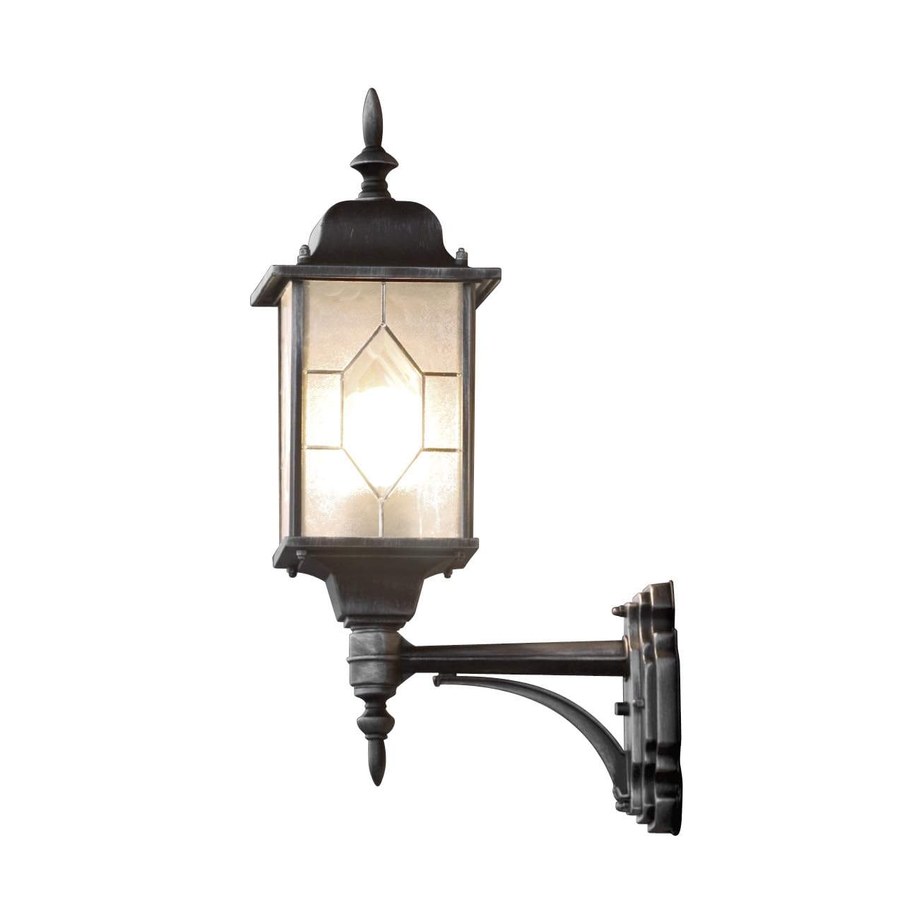 Konstsmide Outdoor Wall Light Mains Powered/Milano Leaded Effect Up Wall Lamp/1 x 75 W E27 Max Wall Lamp/Leaded Effect Acrylic Glass/Aluminium/IP43/Outside Light Antique Finish Matt Black-Silver — image 1