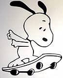 Snoopy Skateboarding The Peanuts Decal Vinyl Sticker|Cars Trucks Vans Walls Laptop|Black|5.75 in|CCI376