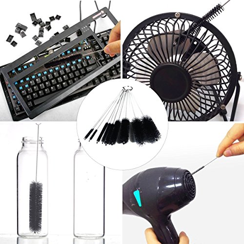 Cleaning Brush Set by LetGoShop 8 Inch Nylon Tube Brushes for Drinking Straws, Glasses, Keyboards, Jewelry Cleaning, Set of 10, Black
