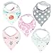 AIVIA Baby Bandana Bib 5-Pack Set For Girls - Absorbent Soft Cotton Perfect for Drooling and Teething (Sweet Heart Collection)