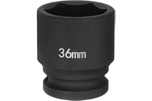 HARFINGTON 6-Point Impact Socket 3/4" Drive 36mm Metric 40Cr Alloy Steel Spindle Axle Nut Impact Socket