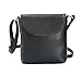 JOLLYCHIC PU Leather Multi Pockets Crossbody Bag Travel Shoulder Purse Black