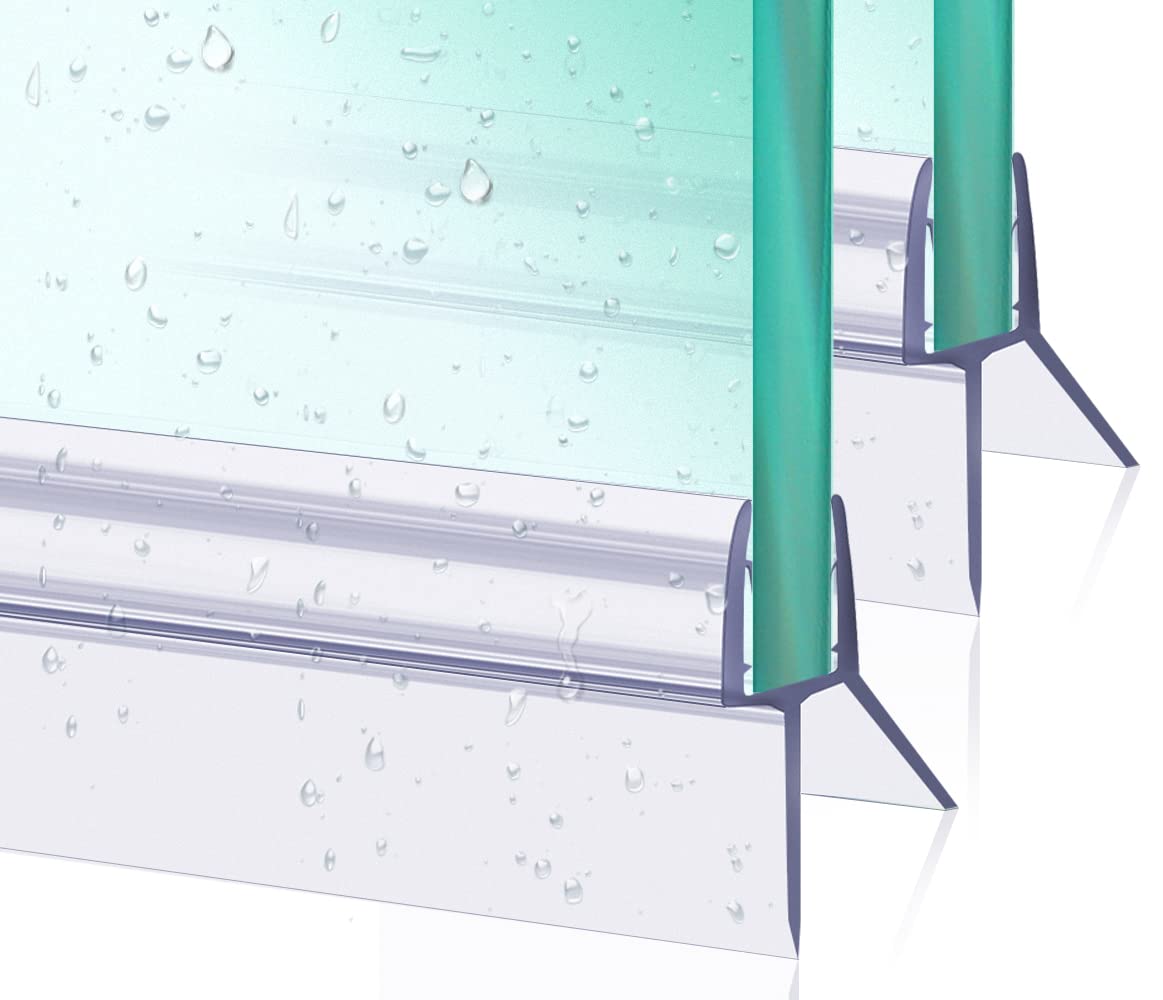 lohey 2 Pack 80cm Shower Screen Seal Strip for 4-6mm Glass, Adjustable Thickness Shower Door Seal Strip Covers Up to 10-20mm Gap for Bath Curved Cubicle Quadrant