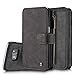 S7 Edge Dermis Wallet case,AKHVRS Handmade Genuine Cowhide Leather Wallet Cover Case - Large Capacity Leather Wallet Type Case with Zipper Wallet Case for Samsung Galaxy S7 Edge - Black