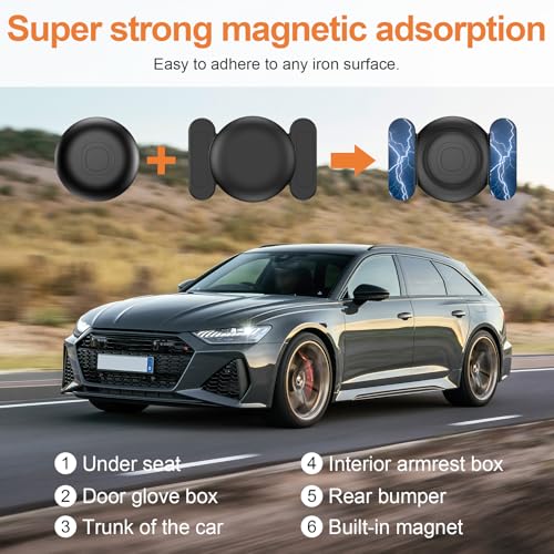 GPS Tracker per Auto, Localizzatore GPS per Auto senza Abbonamento, Compatibile con Android e iOS, IP68 Impermeabile, Magnetico Air Tracker GPS per Moto, Bici, Bagagli (nero)