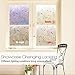 rabbitgoo Window Privacy Film, Frosted Glass Window Film, Stained Glass Removable Decorative Privacy Sticker, Non Adhesive UV Blocking Front Door Covering for Home, 3D Autumn Leaf, 35.4