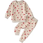 CM C&M WODRO Toddler Girls Clothing Sets Valentine Fashion Sweatshirts Baby Fall Winter Outfits Heart Print Top and Pants