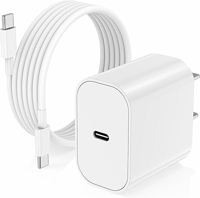 iPhone 17 16 15 Charger/6ft Type C to C Charging Cable Cord Long,USB C Fast Charging Block Plug for Apple iPhone 17 Pro Max/17 Air/16 Pro/16/15 Plus/AirPods/iPad/mini Plug Cube Birck Box Power Adapter