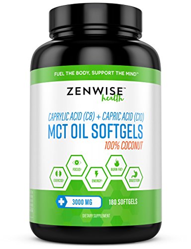 Coconut MCT Oil Softgels 3000 MG - With C8 Caprylic Acid & C10 Capric Acid - Weight Loss & Energy Boost Supplement for Men & Women - Digestion & Metabolism Support - Gluten Free Formula - 180 Count