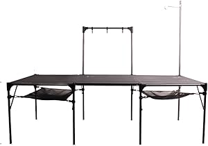 CampLand Camping Table Small Transformers Lightweight Aluminum Folding Table Portable Outdoor Camp Table, with Storage Organizer, Hanger, Hooks for BBQ, Party, Picnic, Hiking, Garden