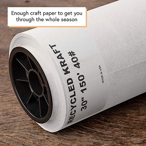 White Kraft Paper Roll 24 by 30 Feet (1800 Inches) Made in USA Craft Paper Roll - White Wrapping Paper - Poster Paper - Drawing Paper for Kids