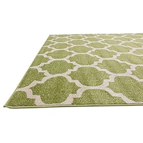 Unique Loom Trellis Collection Modern Morroccan Inspired with Lattice Design Area Rug, Square 5' 4" x 6' 1", Light Green/Beige 51OQDewMX7L