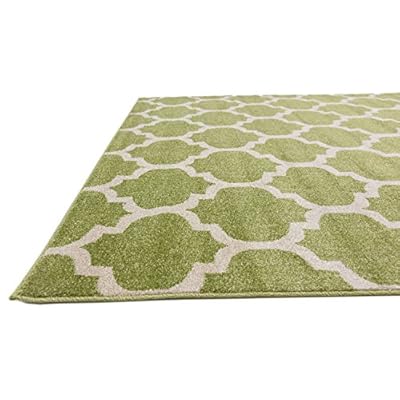 Unique Loom Trellis Collection Modern Morroccan Inspired with Lattice Design Area Rug, Square 5' 4" x 6' 1", Light Green/Beige 51OQDewMX7L