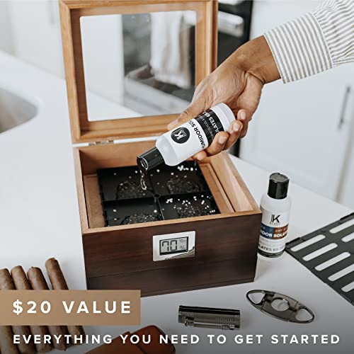 CASE ELEGANCE Glass Top Humidor with Thick Cedar, Easy humidification System, Accurate Digital