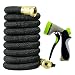 50 FT Water Hose expandable, Heavy Duty 50 FT Garden Hose with Zinc Alloy 8 Functions Spray Nozzle, 3/4 Solid Brass Fittings, Triple Latex Core and Shut-off Valve primary