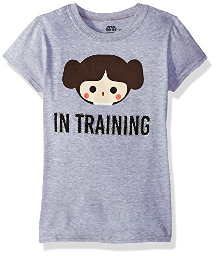 Star Wars Big Girls' Classic in Train Cap Sleeve T-Shirt, Heather Grey, M-8/10