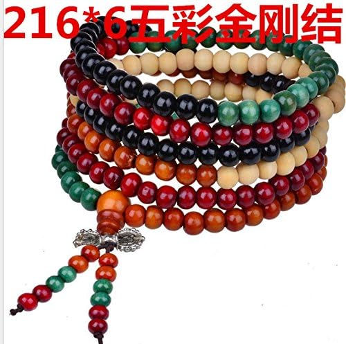 Turkr Men's Womens Sandal Wood Prayer Mala Beads Chinese Knot Elastic Bracelet Link Wrist Necklace Chain (Multicolored)
