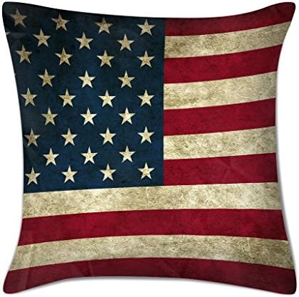 LIULIUS 18 Inch American Flag Grunge United States Usa Cotton & Polyester Pillow Cover Soft Square Throw Pillowcase (Twin Side)