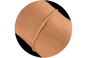 JSJOY Birthstone Bracelets for Women Gold Dainty Link Bracelet Birthstone Jewelry Birthday Gifts for Her Mom Wife Girlfriend Anniversary Jewelry