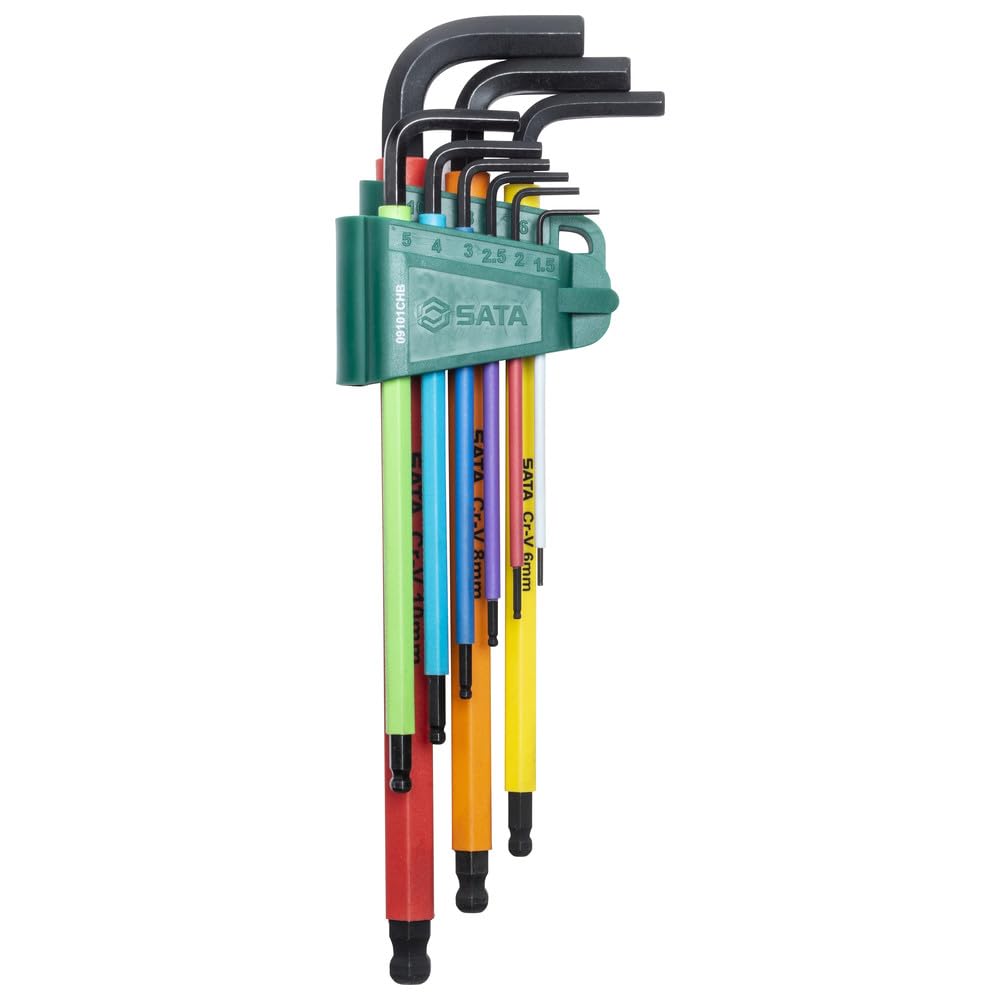 Sata 9pc Ball Point Color Series Black Oxide Hex Key Set