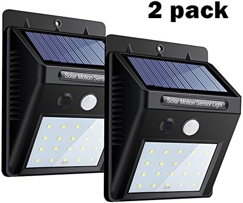 Solar Lights 2 PACK ,20 LEDs Motion Sensor Wall Light by USTONG, Bright Security Auto On / Off , Waterproof Wireless Solar Power Spotlight for Tree, Patio, Yard, Garden, Driveway, Stairs, Pool Area