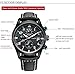 OCHSTIN Aviator Mens Military Chronograph Watch Leather Band Silver Stainless Steel Case Quartz Watches