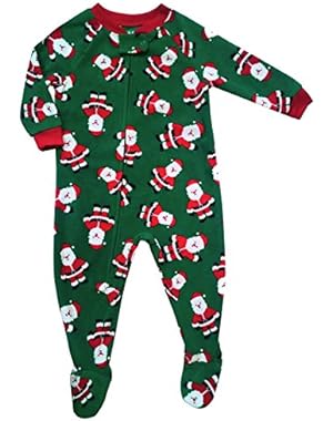 Carters Infant Boys Green Fleece Santa Claus Christmas Pajama Sleeper