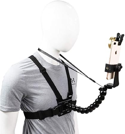 Amazon Geton Gopro スマホ 撮影用 チェスト マウント ハーネス ホルダー フレキシブルアーム 落下防止ストラップ 滑り止め付き 縦 横撮影可能 画面3 5 6 8インチ 対応 男女兼用 ユニセックス フリーサイズ ビデオ ムービー 映画 映像 撮影 ハンズフリー 旅行