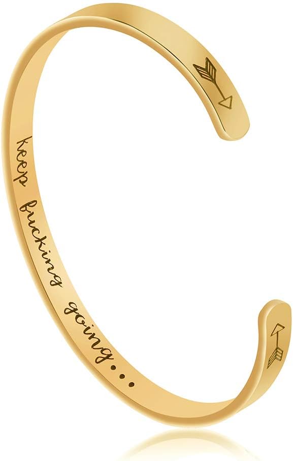 Joycuff Inspirational Bracelets for Women Personalized Gift for Her Engraved Mantra Cuff Bangle Crown Birthday Jewelry