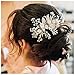 SWEETV Handmade Wedding Hair Clip Barrette Comb,Rhinestone Floral Bridal Wedding Hair Accessories for Brides Silver