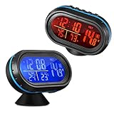 AUTOLOVER 4 In 1 Digital Car Thermometer Voltage Meter Luminous Clock Tester Detector LCD Monitor Back light with Freeze Alert(1 pcs)