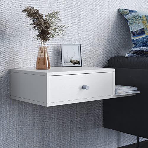 Floating Nightstand White Nightstand, Wall Mounted Nightstand With
