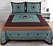 Western Star Barbed Wire King Size Quilt and Shams 3pc Set Turquoise Blue