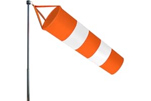 Shudyear Wind Socks for Outside Heavy Duty,Wind Direction Indicators for Outdoors Airport Farm & Park,Good Reflective Effect Thickened Waterproof (Orange White) 30"