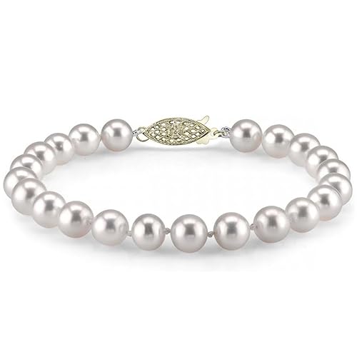 The Pearl Source White Freshwater Pearl Bracelet for Women