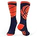 ChalkTalkSPORTS Basketball Performance Crew Socks - Mid-Calf Socks - Adult - Navy and Neon Orange