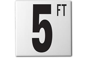AQUATIC CUSTOM TILE Ceramic Swimming Pool Waterline Depth Marker "5 FT" Smooth Finish, 5 inch Font