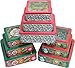 Christmas Nesting Tins with Window for Cookie, Candy or Other Gifts, Square Shape (Season's Greetings, 9-Count)