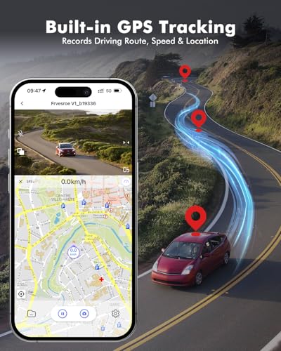 Frvesroe 4K 3 Channel Dash Cam Front and Rear Inside for Uber Taxi, Dual Front Lens, Interior Night Vision, WiFi 6 GPS, 24H Parking Mode, 64GB Card, Heat Resistant Dashcam for Cars (V1)