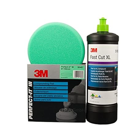 3M Schleifpaste Plus Fast Cut XL 51052 1Liter + 1x Polierschaum Polierschwamm 50487