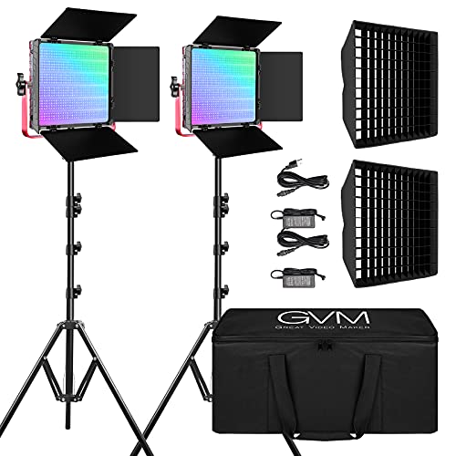 GVM 1200D PRO RGB LED Video Light with 2 Softboxes, 50W Video Lighting