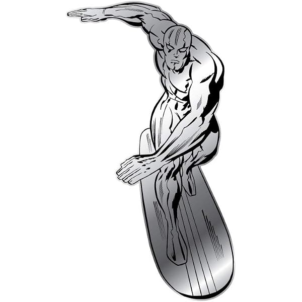 Amazon Com Sticker Silver Surfer Print On Real Silver Chrome Mirror Pvc Figure Decal Thermal 5 Inches Kitchen Dining