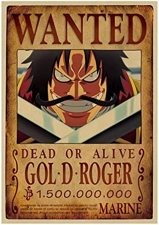 2018 Latest One Piece D Luffy Wanted Wall Scroll, Wanted Posters Kraft Paper,20.514 inch (D.Roger)