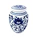 Decorative Blue and White Lotus Pattern Porcelain Storage Container or Display Unit.Large