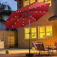 Amazon Com Giantex 10ft Solar Patio Umbrella Outdoor With Lights 8 Ribs Steel Market Umbrella Easy Push Button Tilt And Crank Solar Table Umbrellas For Garden Deck Backyard Pool Indoor Outdoor Use Clothing