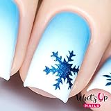Whats Up Nails - Silver Jolly Snowflake Nail Stencils Stickers Vinyls for Nail Art Design (1 Sheet, 20 Stencils)