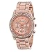 Han Shi Crystals Watch, Fashion Ladies Women Girls Faux chronograph Quartz Classic Round Clock (A, Rose Gold)